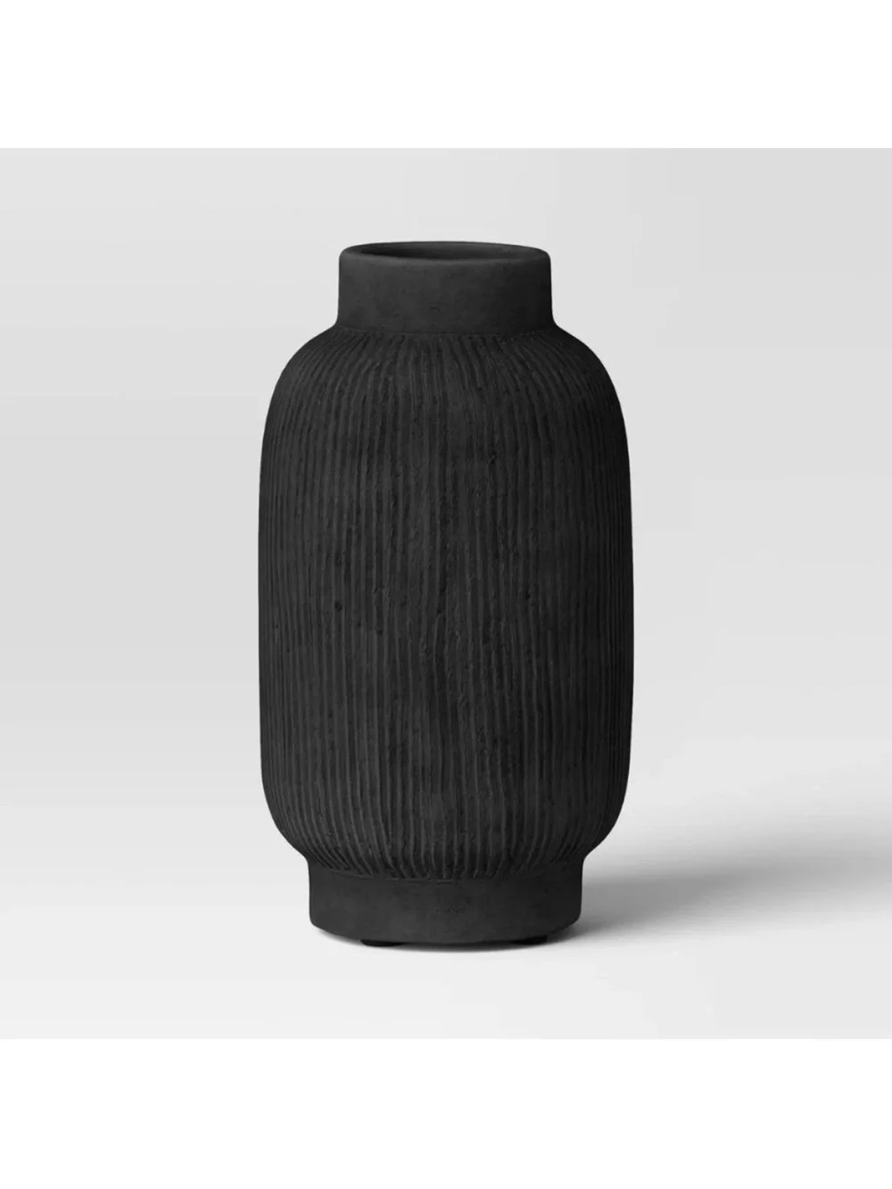 Threshold Tall  Black Ribbed Ceramic Vase- Fall Decor Harvest